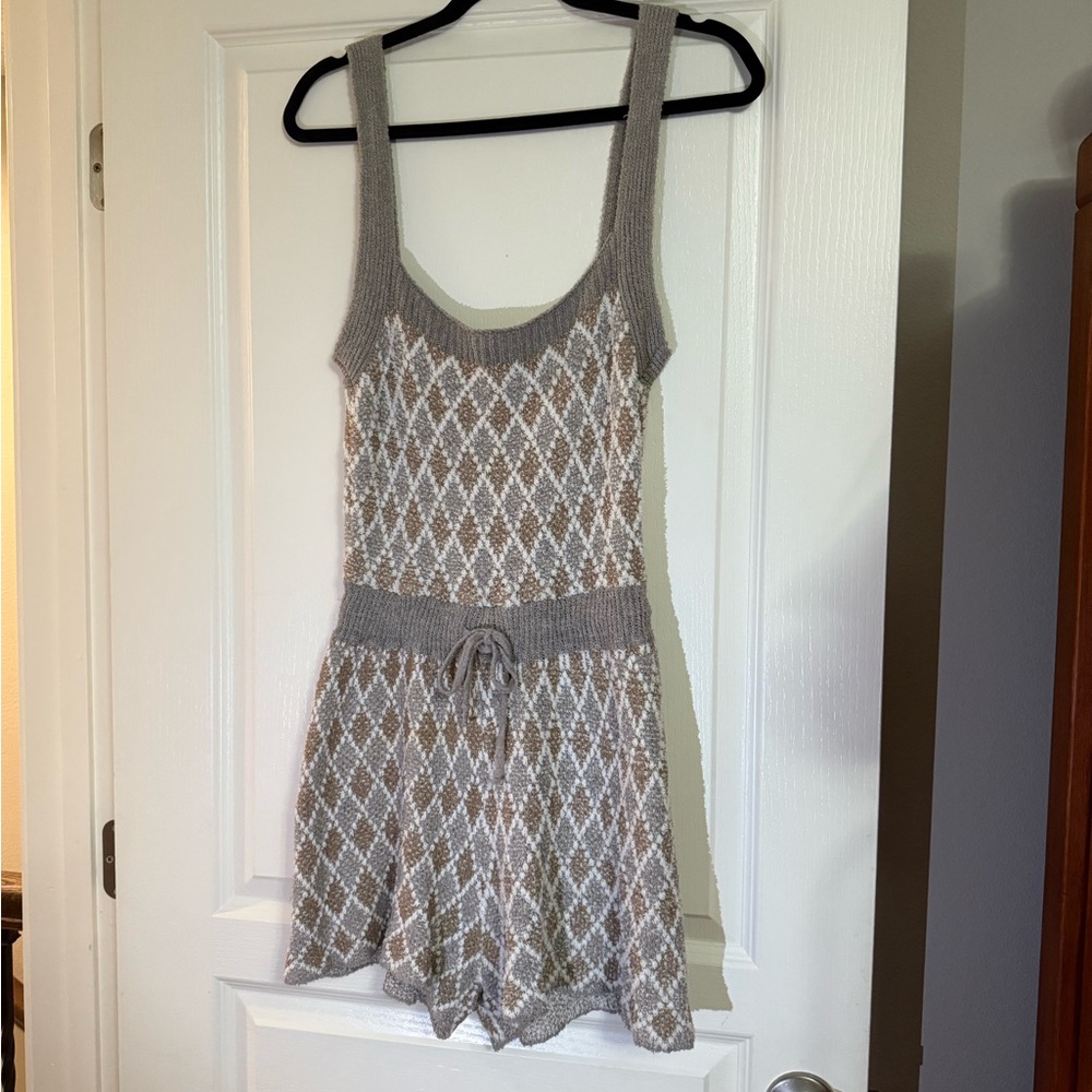 Free People Gray and White Knit Romper